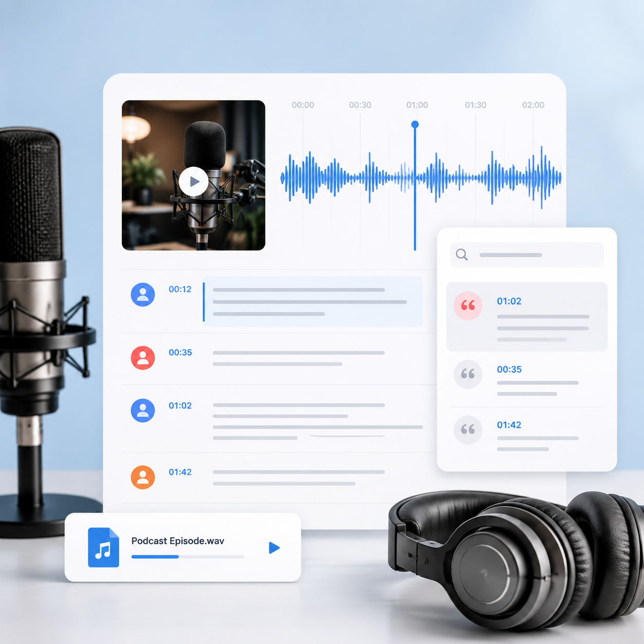 Audio To Text Generator workspace transcribing a voice recording