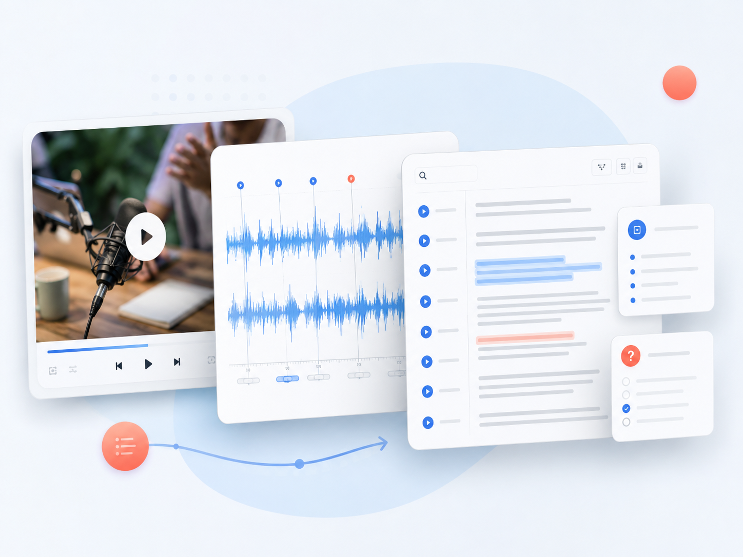 Transcript Video workflow from media source to timed notes